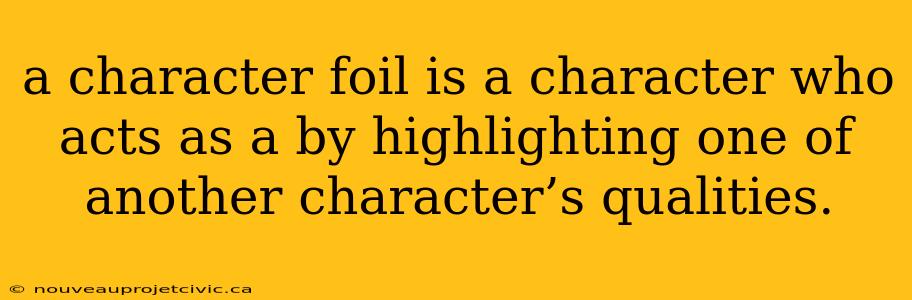 a character foil is a character who acts as a by highlighting one of another character’s qualities.