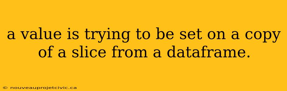 a value is trying to be set on a copy of a slice from a dataframe.