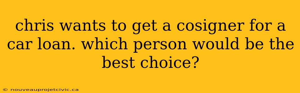 chris wants to get a cosigner for a car loan. which person would be the best choice?