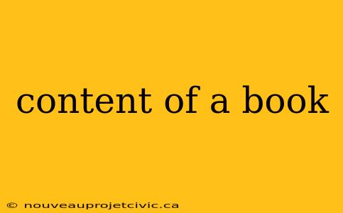 content of a book