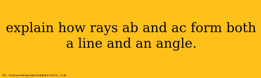 explain how rays ab and ac form both a line and an angle.