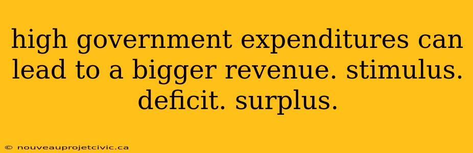 high government expenditures can lead to a bigger revenue. stimulus. deficit. surplus.