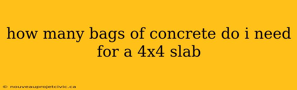 how many bags of concrete do i need for a 4x4 slab