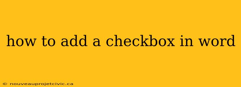 how to add a checkbox in word