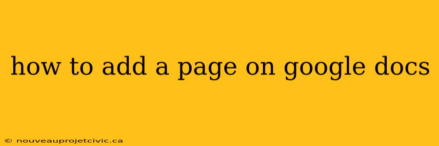 how to add a page on google docs