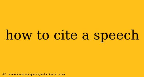 how to cite a speech