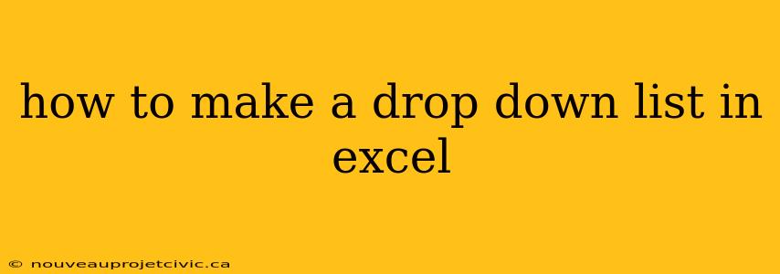 how to make a drop down list in excel