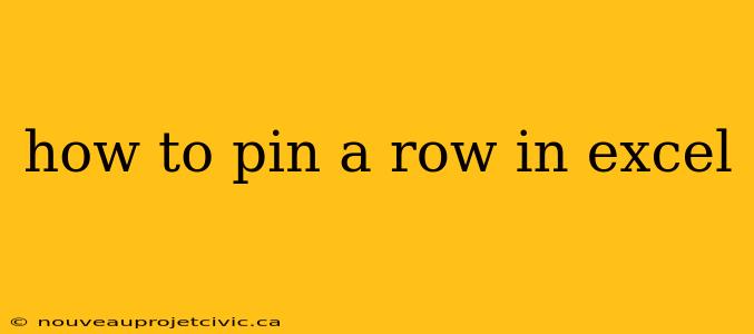 how to pin a row in excel