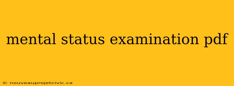 mental status examination pdf