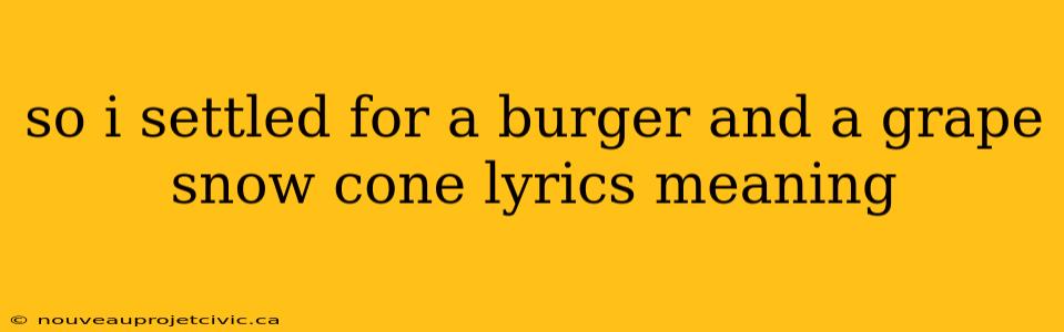 so i settled for a burger and a grape snow cone lyrics meaning