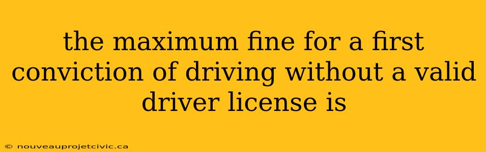 the maximum fine for a first conviction of driving without a valid driver license is