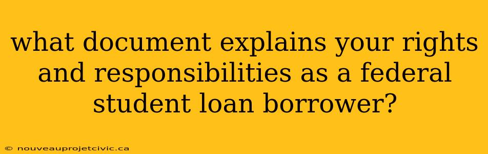 what document explains your rights and responsibilities as a federal student loan borrower?