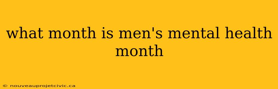 what month is men's mental health month