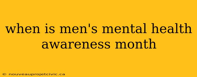 when is men's mental health awareness month