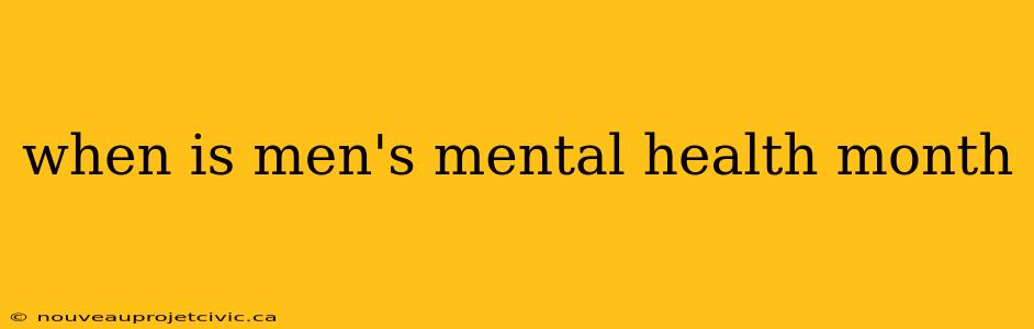 when is men's mental health month