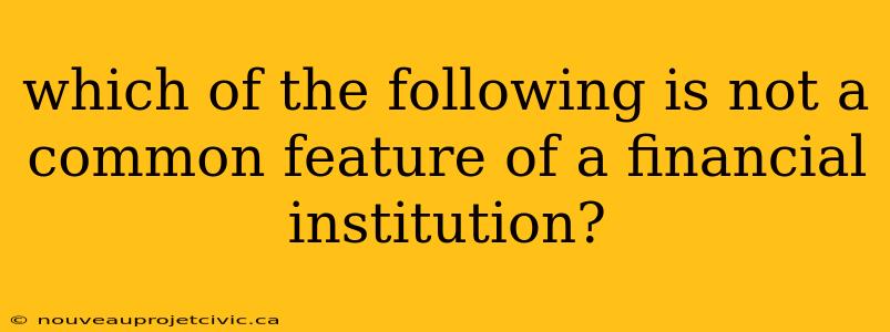 which of the following is not a common feature of a financial institution?