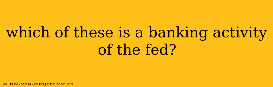 which of these is a banking activity of the fed?