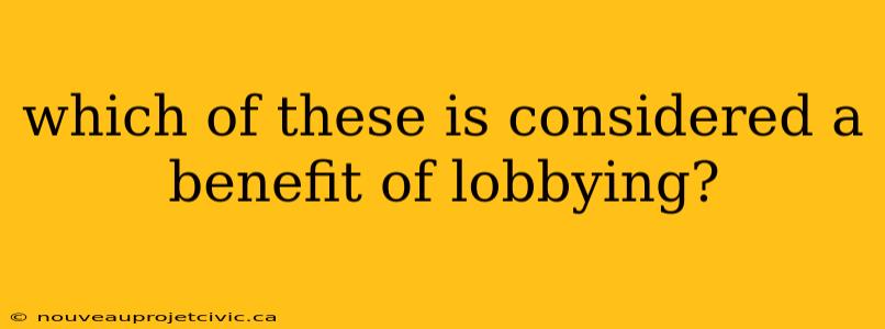 which of these is considered a benefit of lobbying?