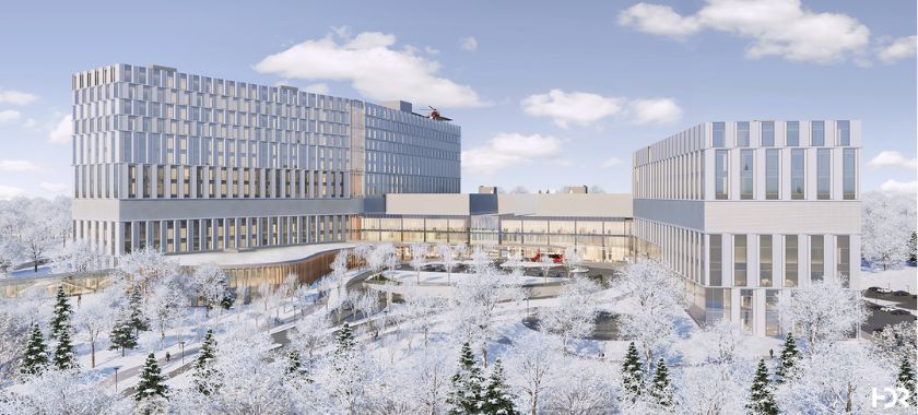 Winter view of the New Campus Development model
